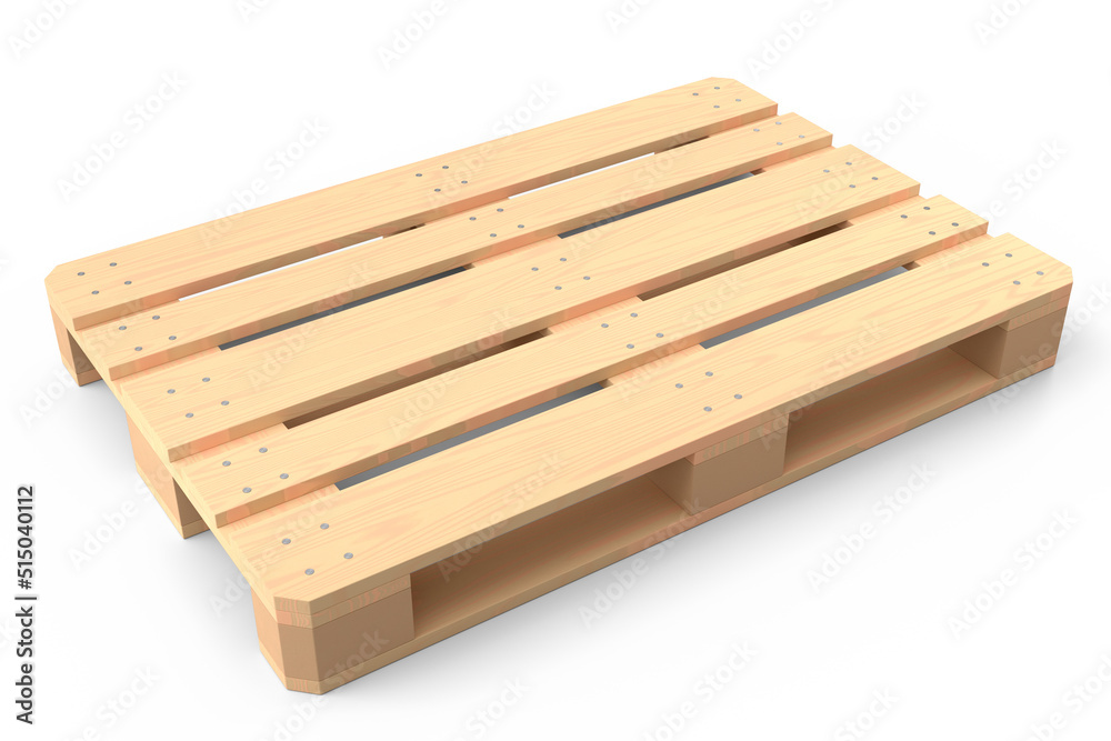 Wooden pallet for warehouse cargo storage isolated on white background. Wooden pallet for warehouse cargo storage isolated on white background.
