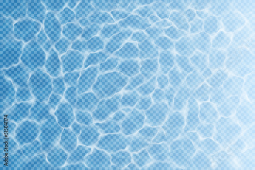Water surface glares and reflections pattern a transparent vector overlay, realistic caustic texture in the pool or shallow water, shining water with waves and ripples