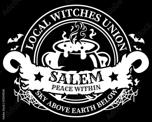 Local Witches Union Salem Witches illustration, Salem Broom Co vector