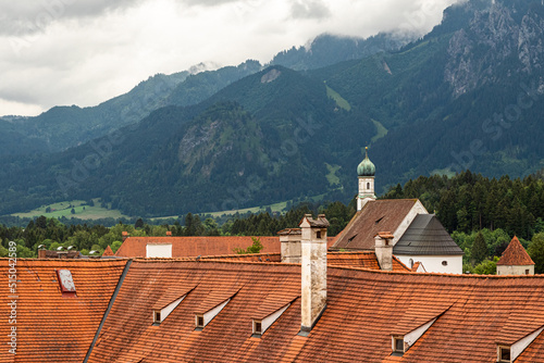 facades of houses in the city of Füssen, in southern Bavaria photo