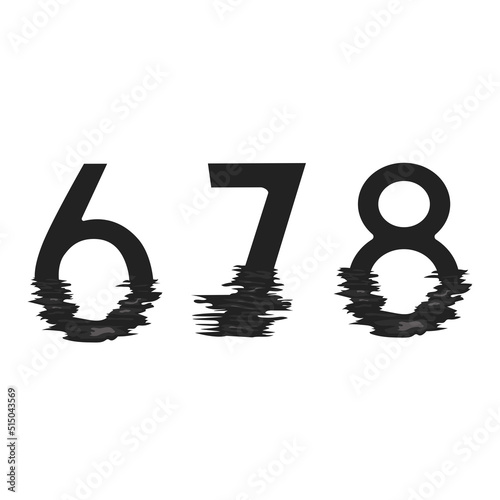 blurry numbers 6, 7, 8. Vector graphics