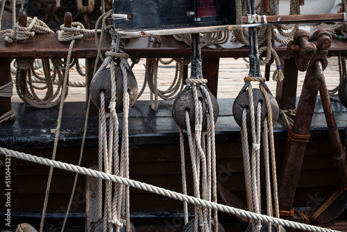 old wooden pulleys for boats