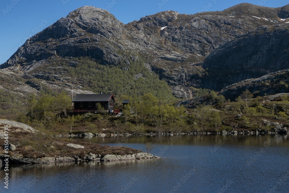 Wooden vacation home in stunning norwegian mountain landscape. Wooden vacation home in stunning norwegian mountain landscape.