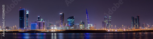Panoramic view of Manama city at night