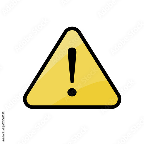 Yellow warning sign with black exclamation mark, attention. Symbol, vector icon