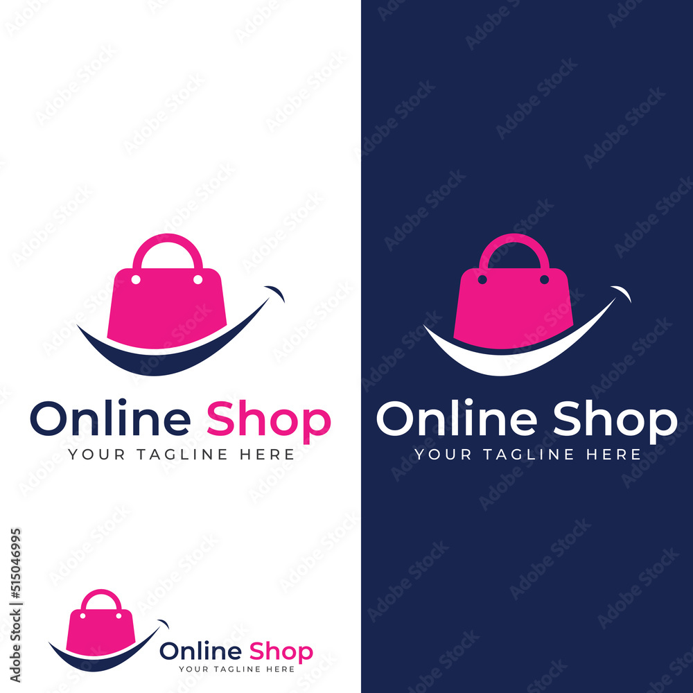 Shopping bag and online shopping cart logo.Logo suitable for sale,discount,shop.With vector illustration editing. Shopping bag and online shopping cart logo.Logo suitable for sale,discount,shop.With vector illustration editing.