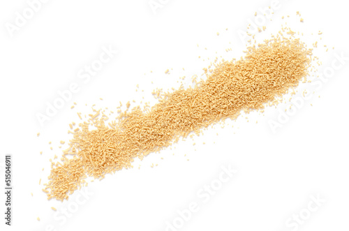 Obraz na plátně Pile of dry yeast isolated on white background, top view