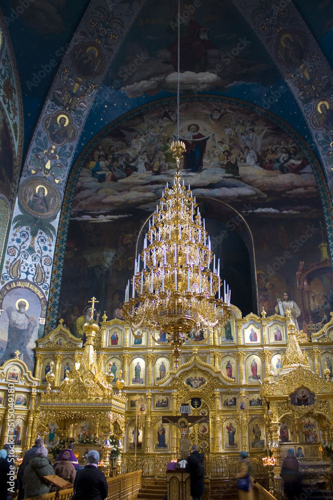 Interior of  St. Nicholas Cathedral of Pokrovsky Monastery in Kyiv, Ukraine