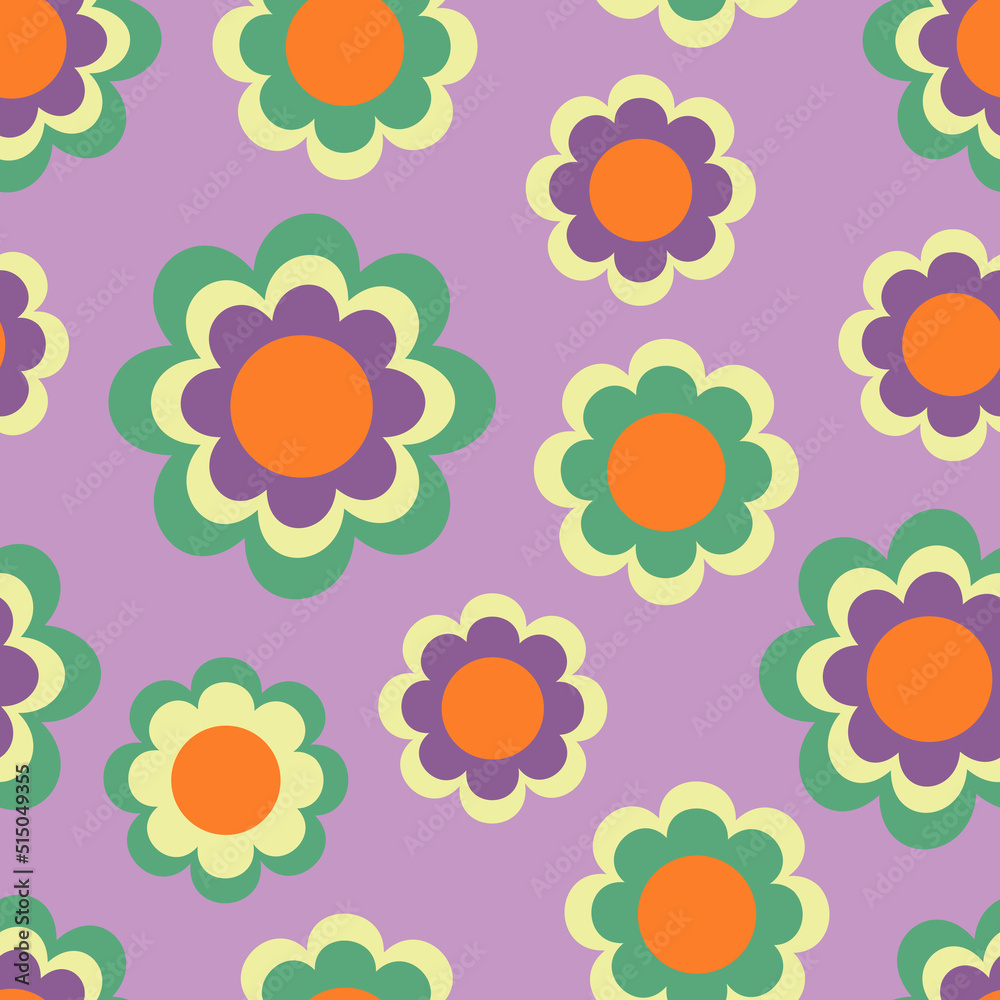 seamless pattern with colorful retro flowers seamless pattern with colorful retro flowers