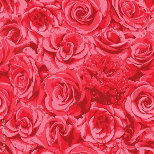 seamless vector pattern background with flowers roses