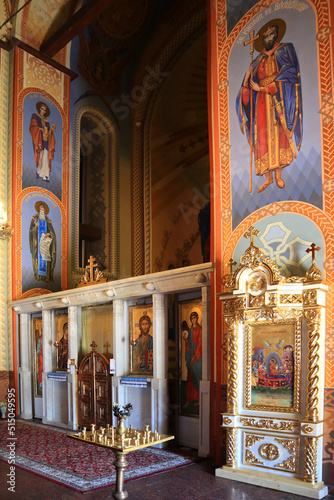 Interior of Church of the Assumption of the Blessed Virgin Mary (Mother of God Pirogoshcha) on Podil in Kyiv, Ukraine