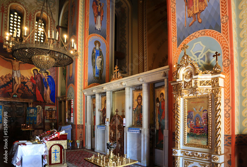Interior of Church of the Assumption of the Blessed Virgin Mary (Mother of God Pirogoshcha) on Podil in Kyiv, Ukraine	 photo