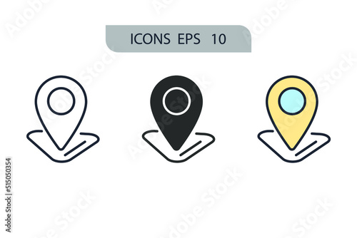 Location icons symbol vector elements for infographic web