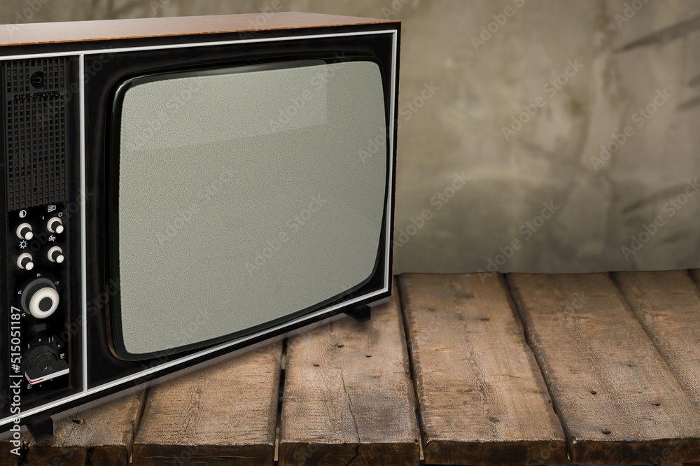 Antique retro television, old design in the house.