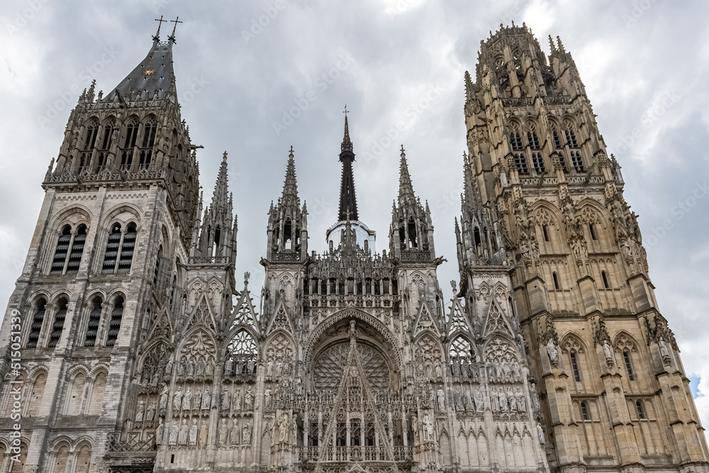 Rouen, historical city in France, the cathedral Notre-Dame in the medieval center
