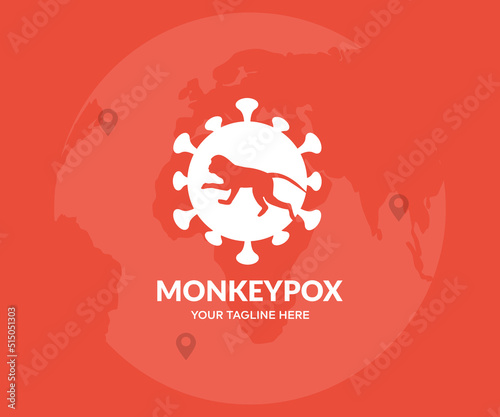 Monkeypox virus, infectious zoonotic disease logo design. Pandemic, global virus concept vector design and illustration.
