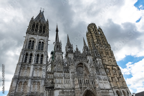 Rouen, historical city in France, the cathedral Notre-Dame in the medieval center 