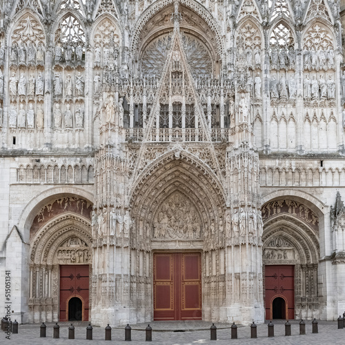 Rouen, historical city in France, the cathedral Notre-Dame in the medieval center 