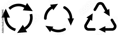 Three rounded arrows forming circle and triangle shape - simple cycle or change icon