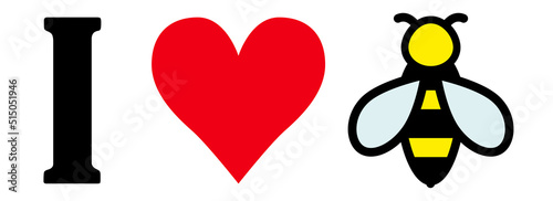 Simple I heart symbol bees logo
