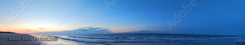 Long Beach Ocean Sunrise Waves Panorama