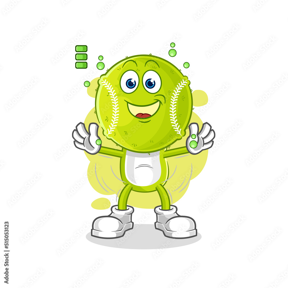 tennis ball full battery character. cartoon mascot vector tennis ball full battery character. cartoon mascot vector