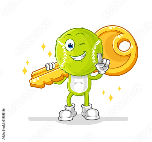 tennis ball carry the key mascot. cartoon vector