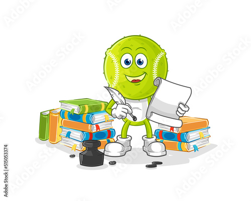 tennis ball writer vector. cartoon character