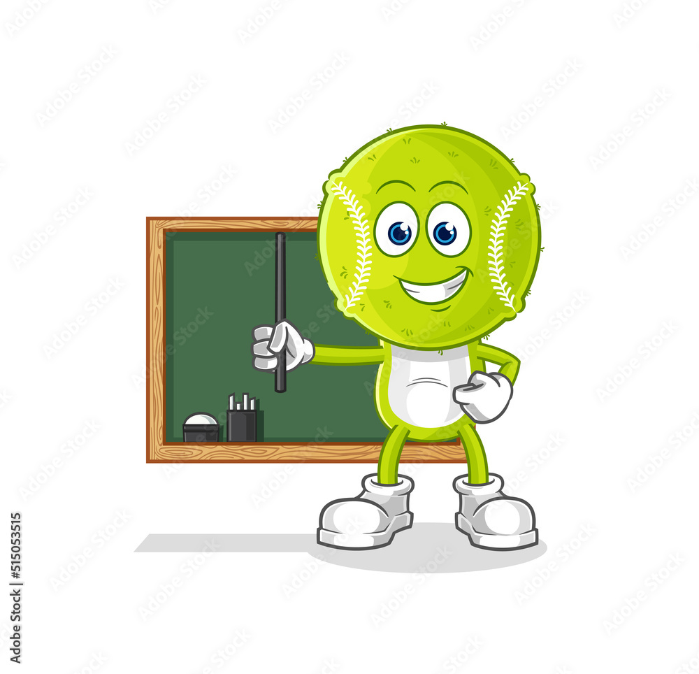 Obraz premium tennis ball teacher vector. cartoon character