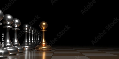 Winning chess pawn concept. Beat Competitors. Think different concept