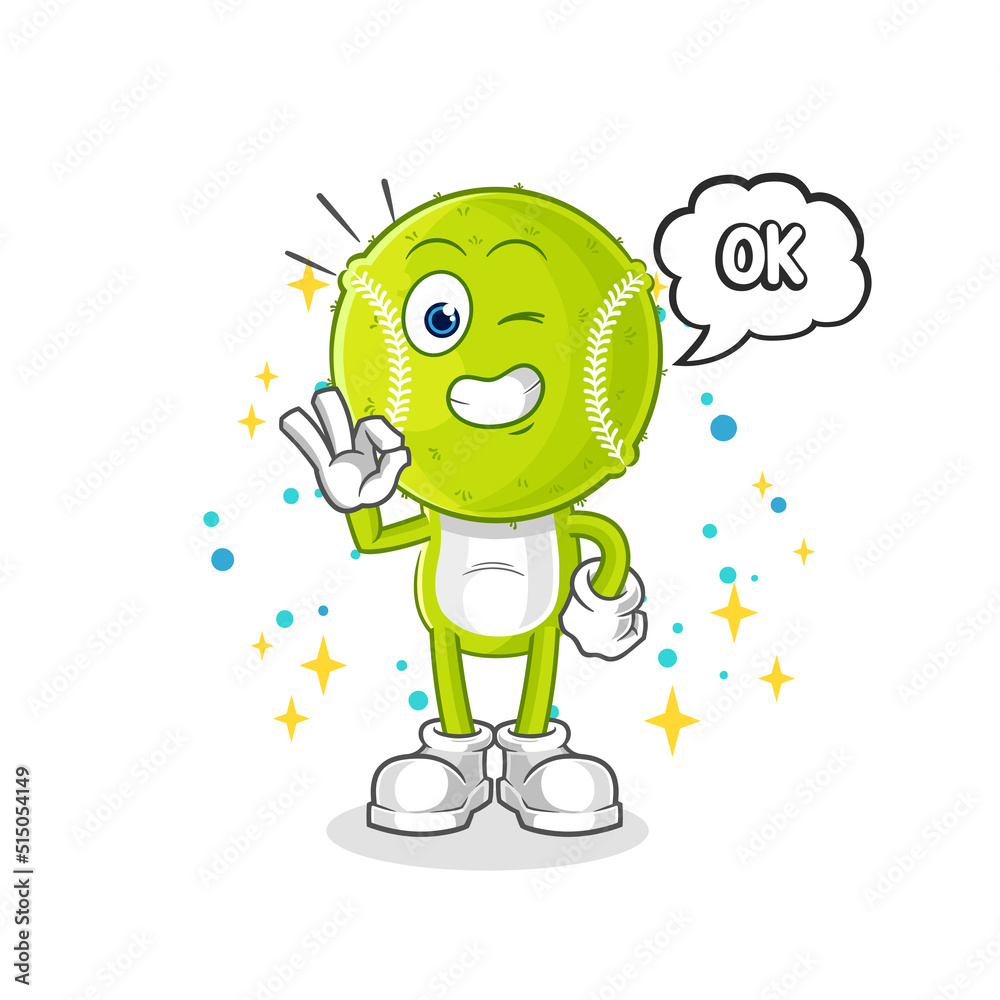 Obraz premium tennis ball agree mascot. cartoon vector