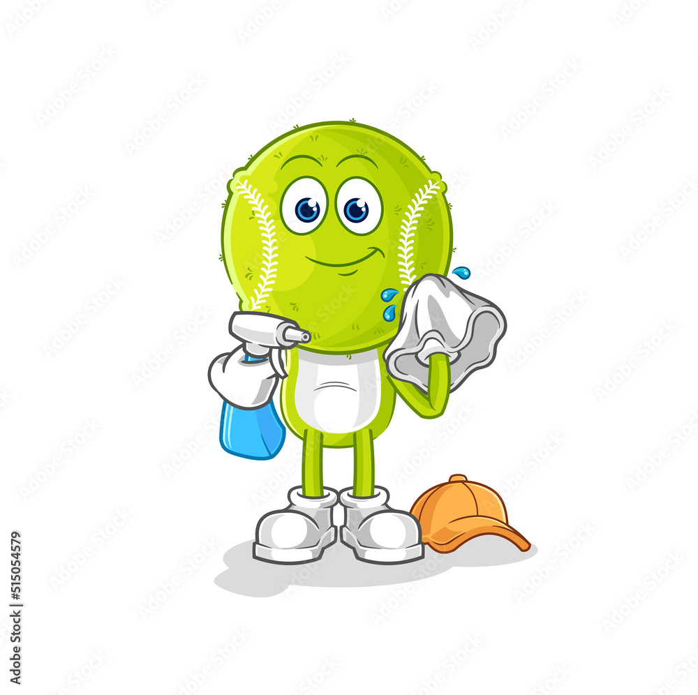 tennis ball cleaner vector. cartoon character