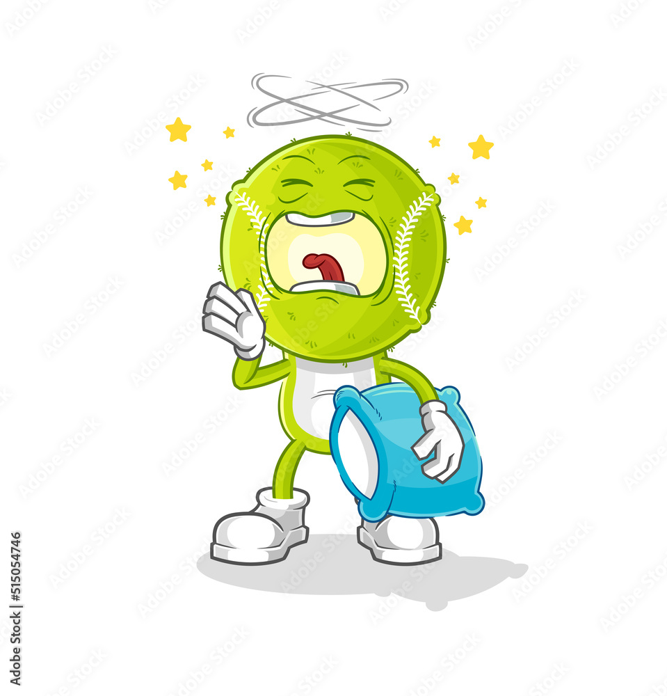 tennis ball yawn character. cartoon mascot vector tennis ball yawn character. cartoon mascot vector