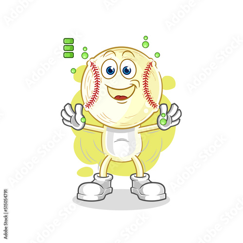 baseball head full battery character. cartoon mascot vector photo