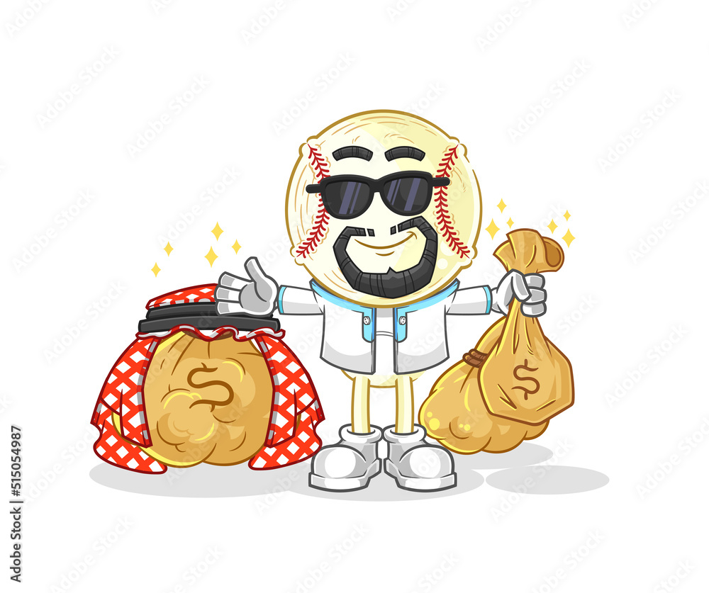 baseball head rich arabian mascot. cartoon vector