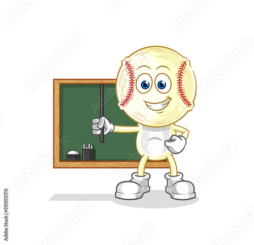 baseball head teacher vector. cartoon character