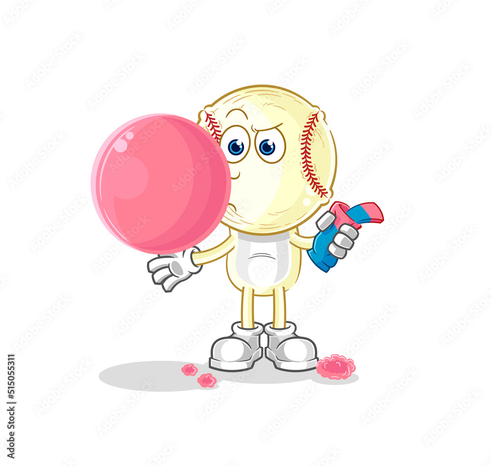 Ταπετσαρία baseball head chewing gum vector. cartoon character