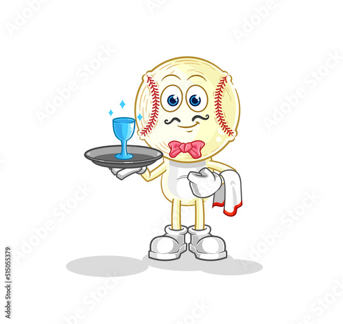 baseball head waiter cartoon. cartoon mascot vector