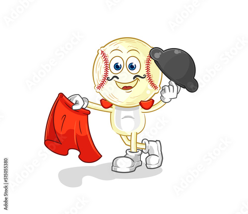 baseball head matador with red cloth illustration. character vector