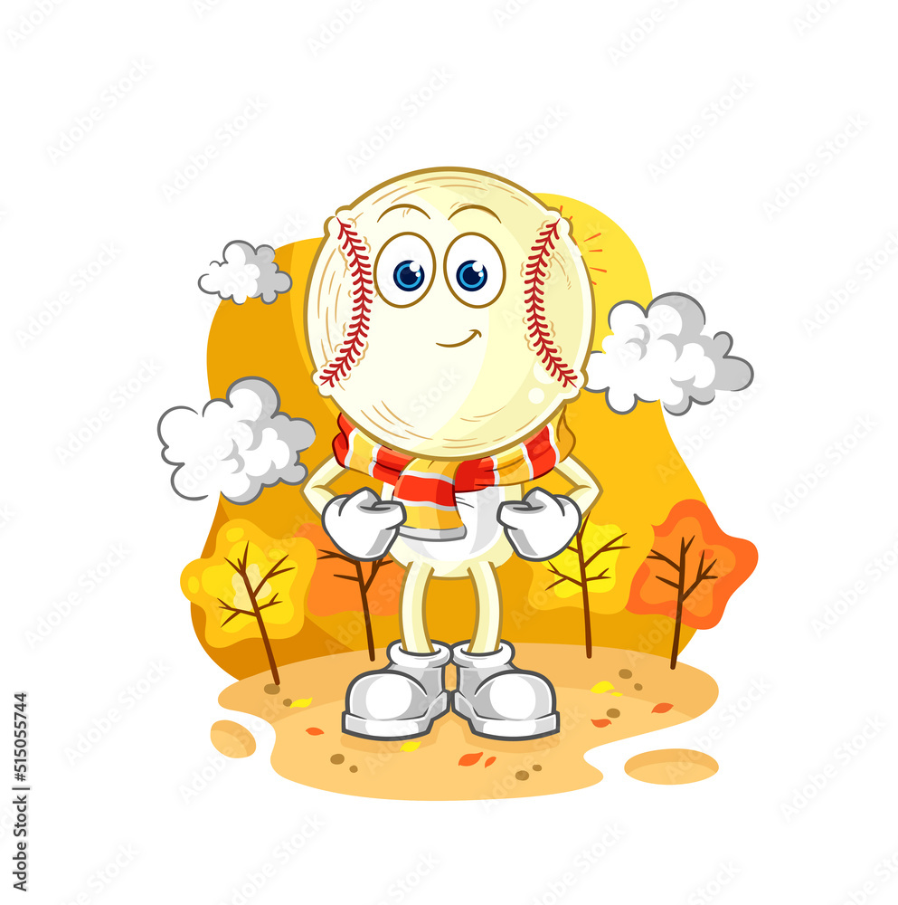 baseball head in the autumn. cartoon mascot vector baseball head in the autumn. cartoon mascot vector