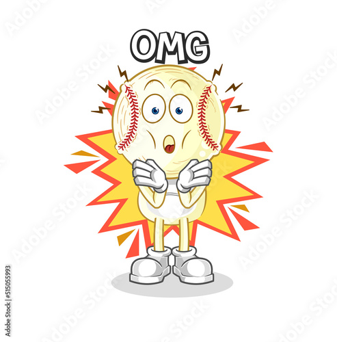 baseball head Oh my God vector. cartoon character