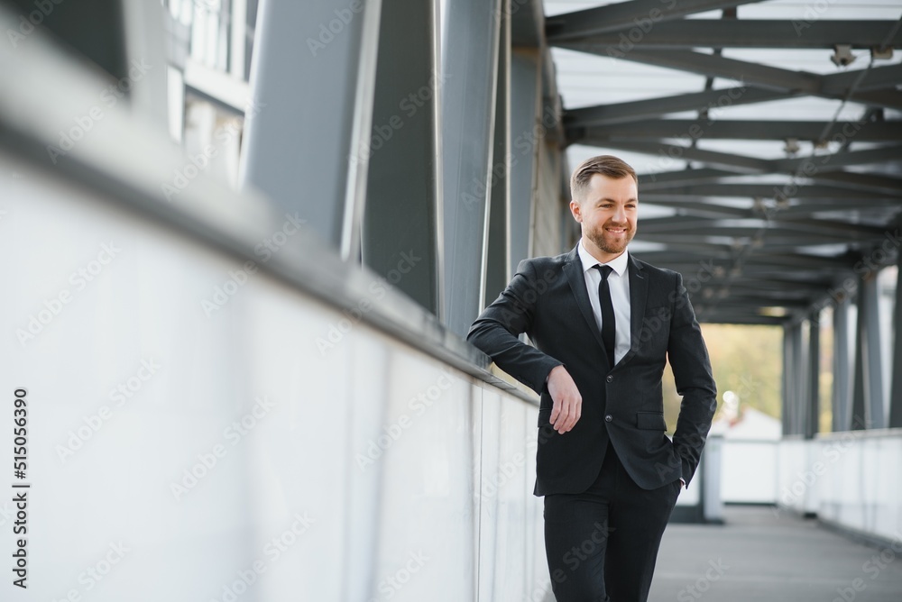 Portrait of a smiling businessman in a modern business environment