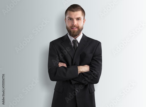 Portrait of handsome man in formal suit. Confident businessman ceo boss freelancer manager