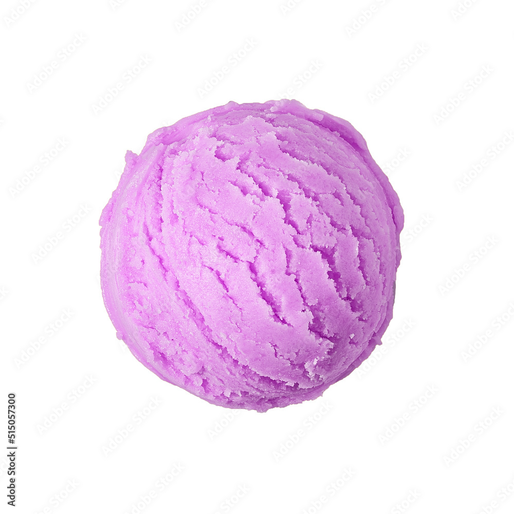 Blueberry ice cream ball isolated on white background Blueberry ice cream ball isolated on white background