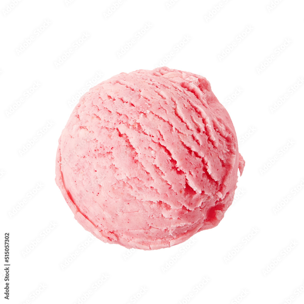 Strawberry ice cream ball isolated on white background Strawberry ice cream ball isolated on white background