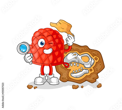 cooking glove archaeologists with fossils mascot. cartoon vector