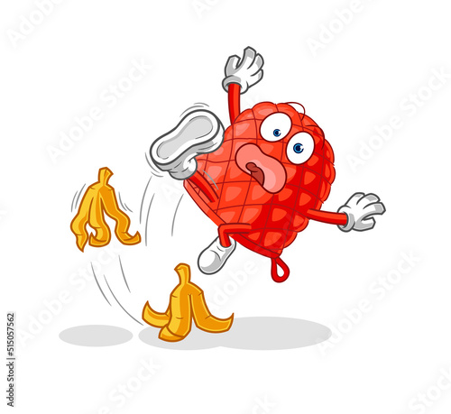 cooking glove slipped on banana. cartoon mascot vector