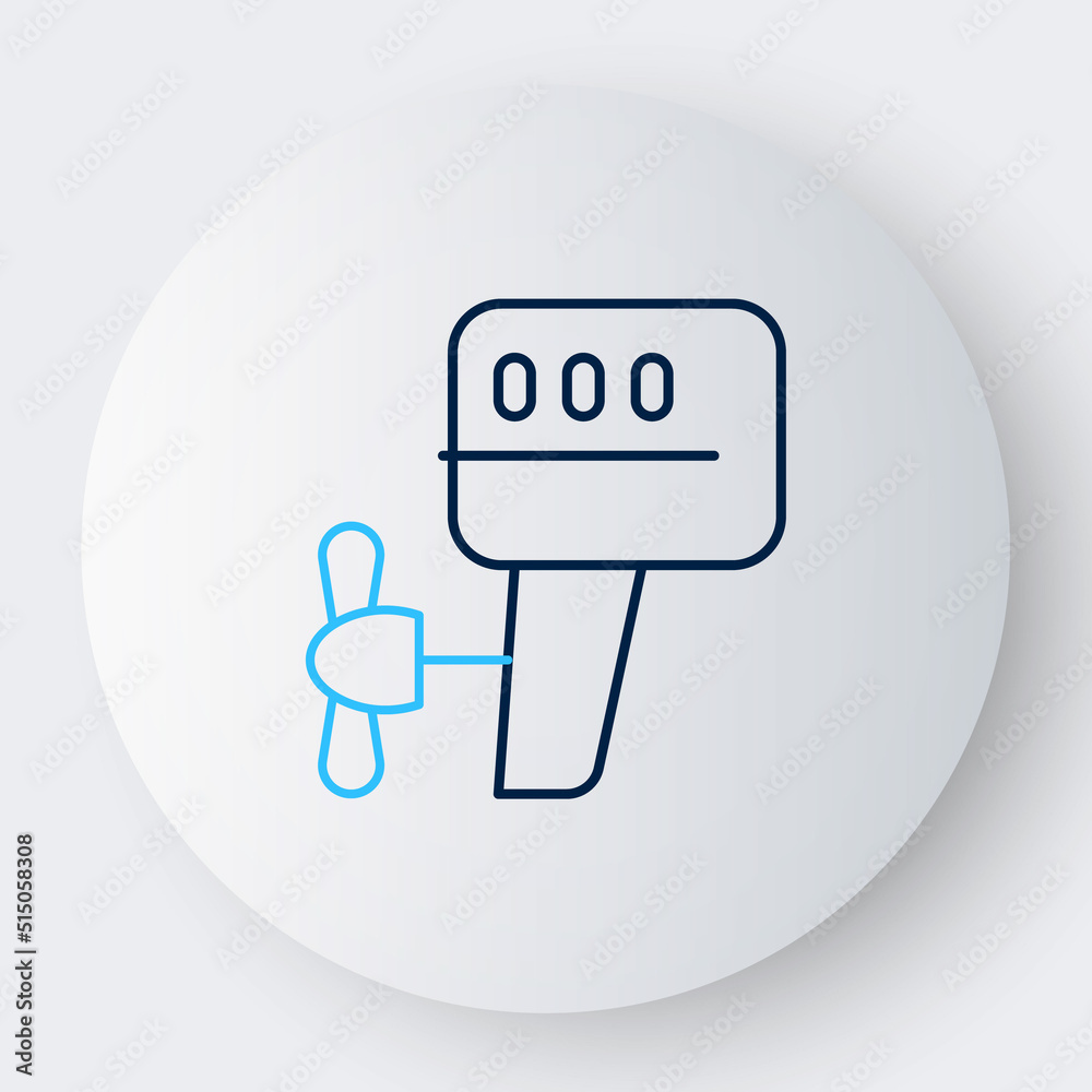 Line Outboard boat motor icon isolated on white background. Boat engine. Colorful outline concept. Vector Line Outboard boat motor icon isolated on white background. Boat engine. Colorful outline concept. Vector