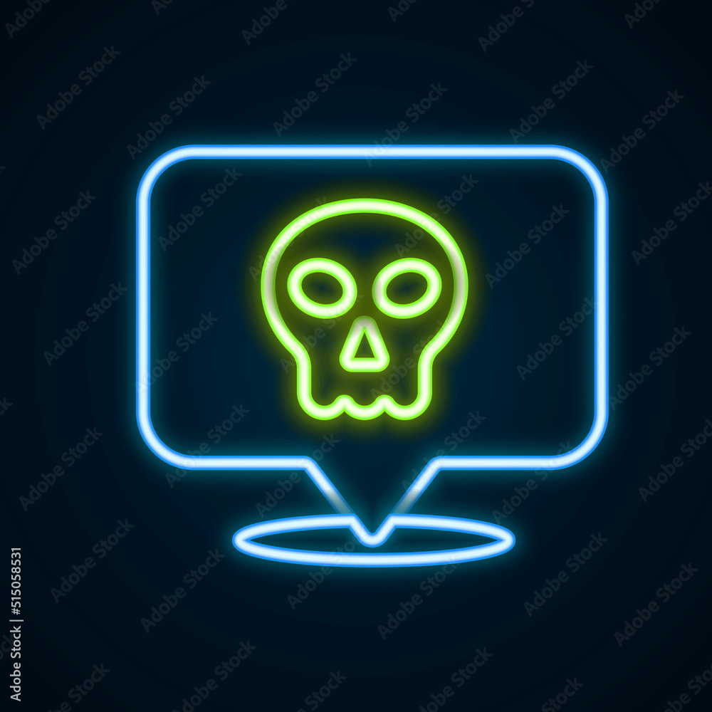 Glowing neon line Skull icon isolated on black background. Happy Halloween party. Colorful outline concept. Vector Glowing neon line Skull icon isolated on black background. Happy Halloween party. Colorful outline concept. Vector