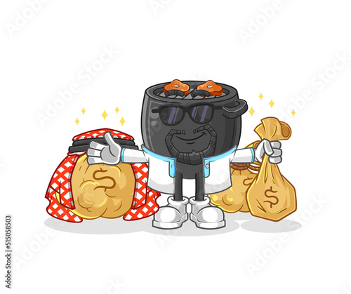barbecue rich arabian mascot. cartoon vector